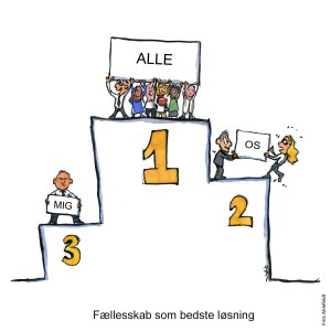 Tegning af en medalje skammel, med en gruppe øverst - Illustration af Frits Ahlefeldt