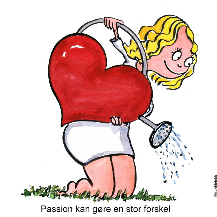 Tegning af pige med hjerteformet vandkande - Klimaforandringer illustration af Frits Ahlefeldt