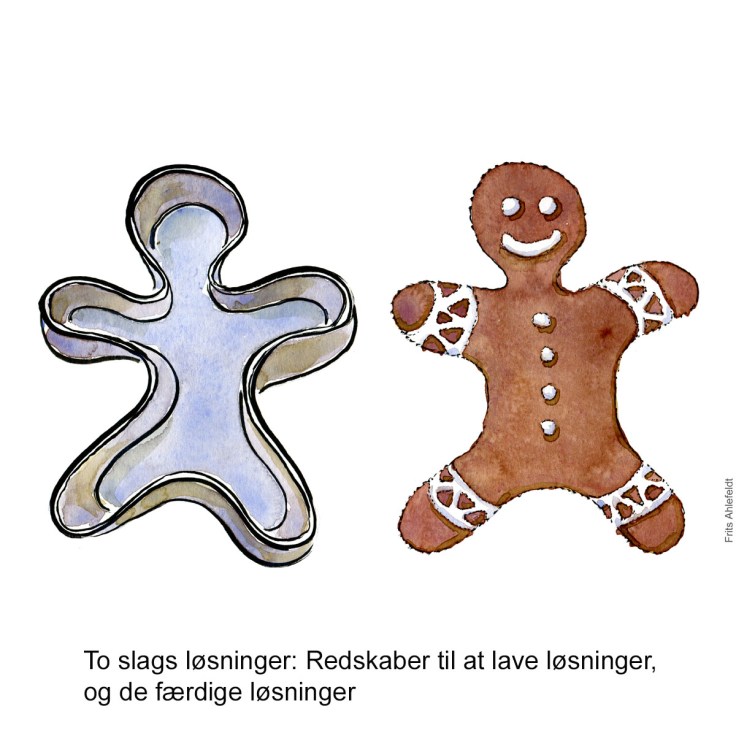 Tegning af kageform og kagemand - Klimaforandringer illustration af Frits Ahlefeldt