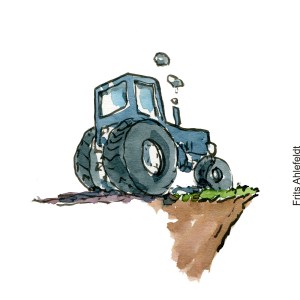Tegning af landbrug som co2 udleder Klimaforandringer illustration af Frits Ahlefeldt