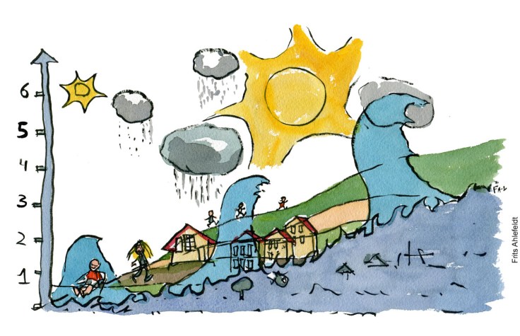 havstigninger - klima Illustration af Frits Ahlefeldt