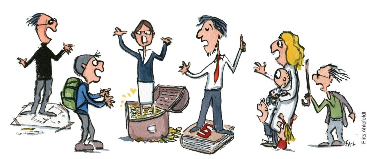 Tegning af perspektiver på klimaforandringer - havstigninger - klima Illustration af Frits Ahlefeldt