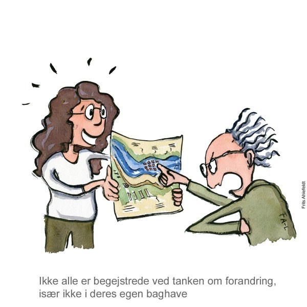 Tegning af utilfreds borger - havstigninger - klima Illustration af Frits Ahlefeldt