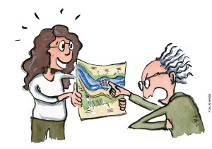 Tegning af utilfreds borger havstigninger - klima Illustration af Frits Ahlefeldt